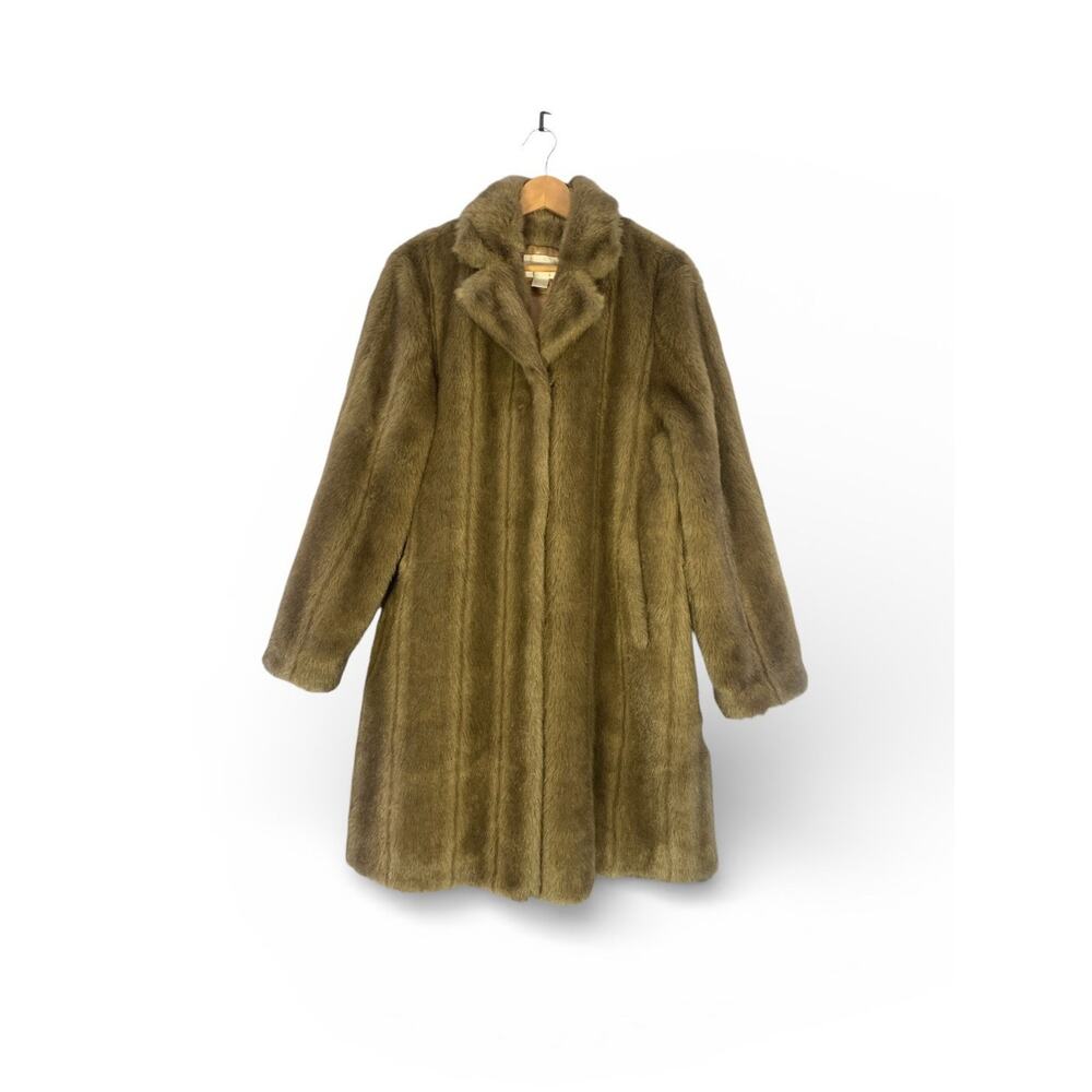 Vintage Worthington Brown Faux Fur Coat Size L Hits Just below Knee Fully Lined
